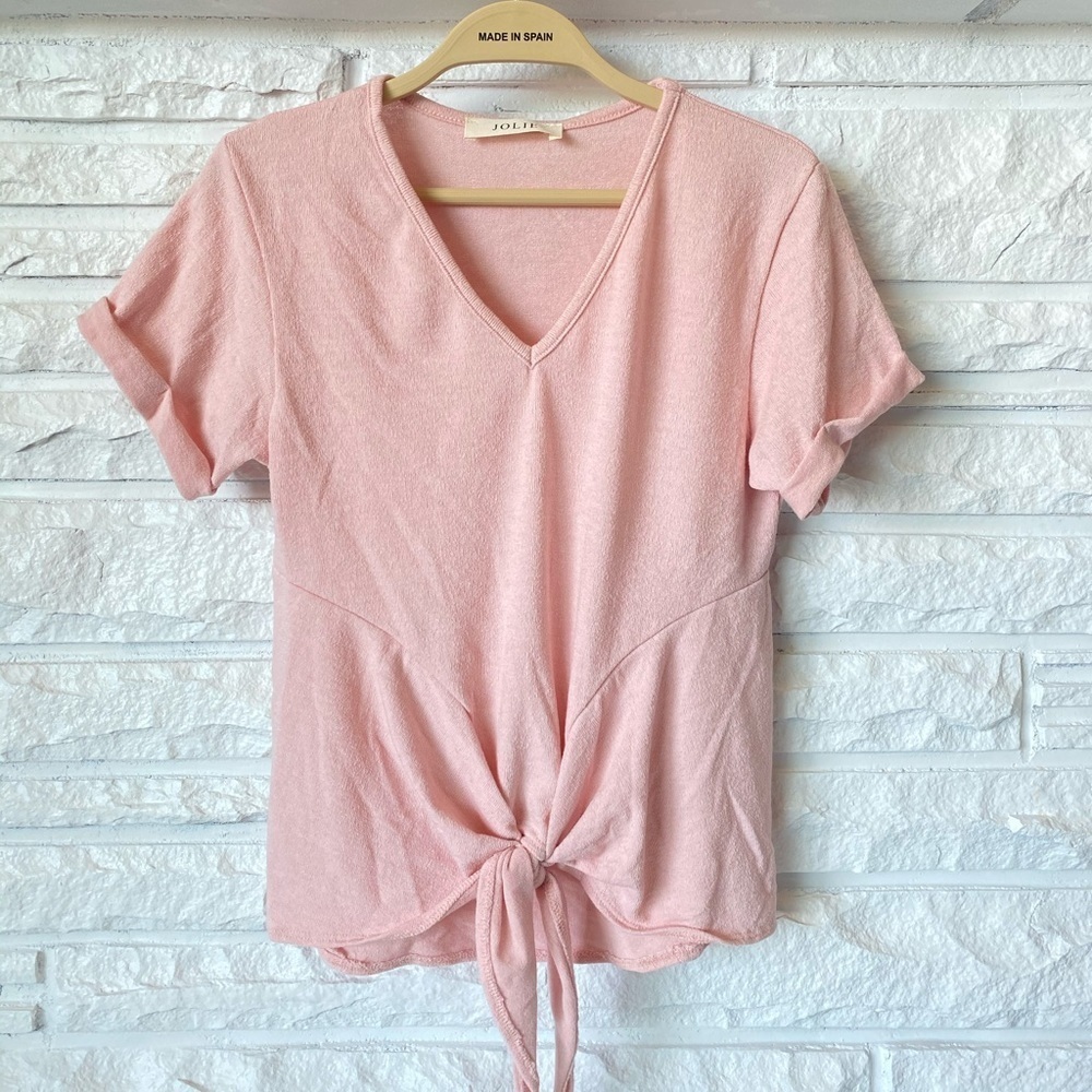 Jolie NEW Short Sleeve Knit Top Tie Knot Front